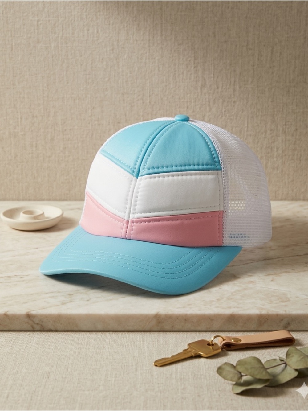 Empyre Quilted Chevron Trucker Hat Pastel Colorblock Women’s Snapback NWT